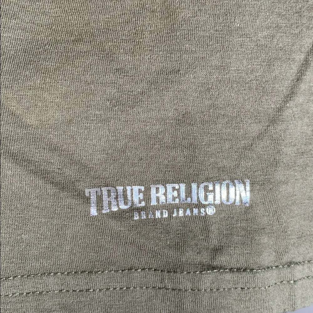 True Religion V-Neck Olive Shirt Size XL EUC #5103